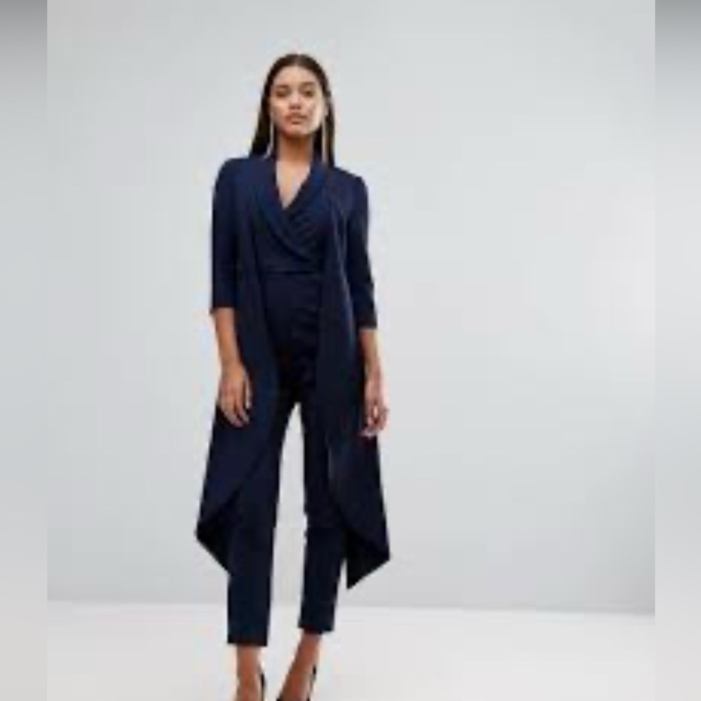Lavish Alice Tailored Jumpsuit with Waistcoat Detail in Navy sz 2
